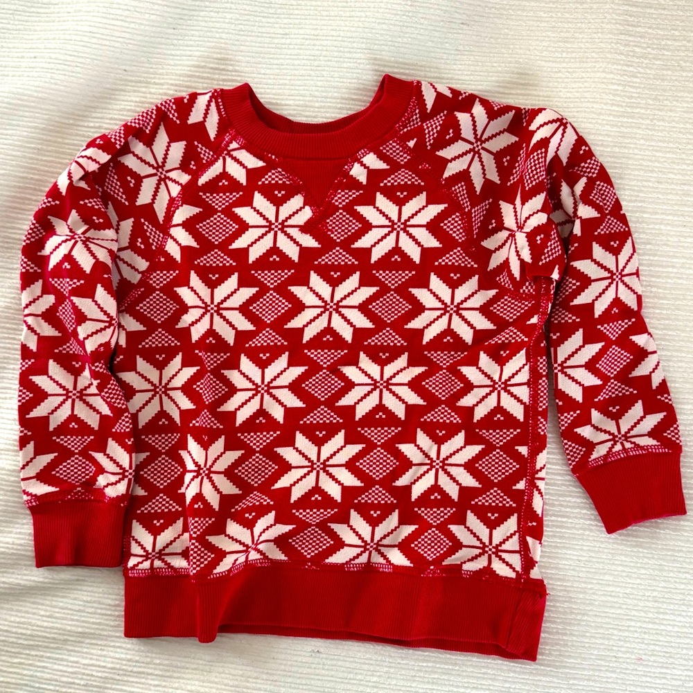 Hanna Andersson Holiday Pullover Sweatshirt Scandi Snowflake Print Size 5